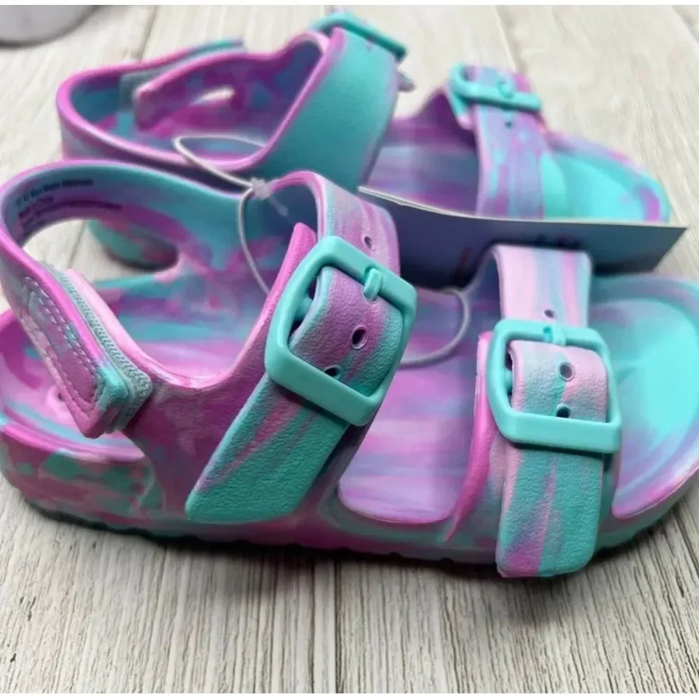 Little‎ Girls Sandals Size 10 Blue Purple Summer Buckle Shoes Waterproof